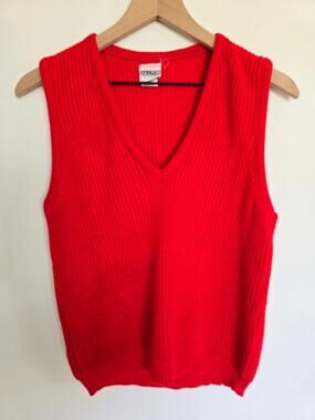 Vintage Salton Pepper Red Knit Sweater Vest Cotton Size S-M